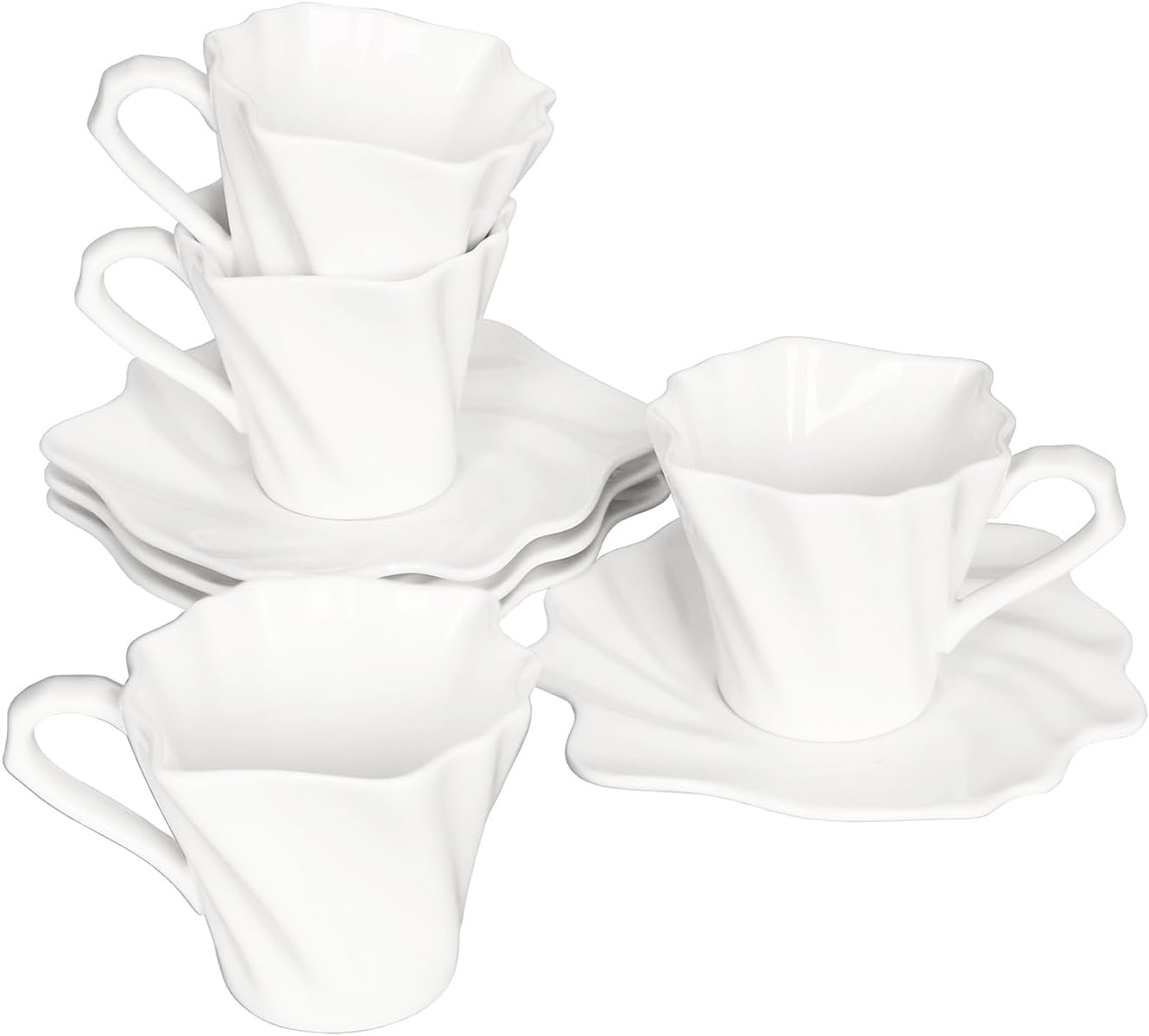 4.25 oz Espresso cups set of 4 | Italian style espresso cups and saucers | Porcelain espresso cup set | Espresso mugs | Demi tasse cups | Espresso cups and saucers|tea cup and saucer