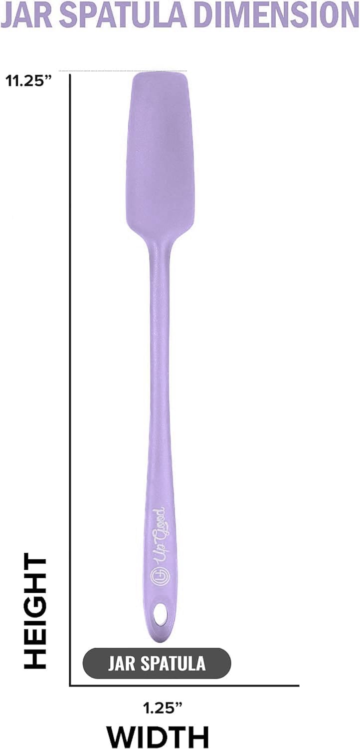Silicone Jar Spatula | 600F Heat Resistant Non-Stick Rubber Scraper | Perfect for Jars, Smoothies, Blenders | One Piece Utensils | Durable Kitchen Cookware (UpGood Professional Spatulas, Purple)