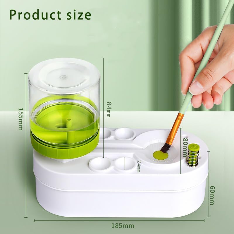 2025 Upgraded Paint Brush Cleaner Tool Brush Rinser, Watercolor/Oil-Based Paintbrush Cleaners, Painting Station Flush My Brush, Gift for Artist Kids Adults and Girls, Pre-Assembled(Green)