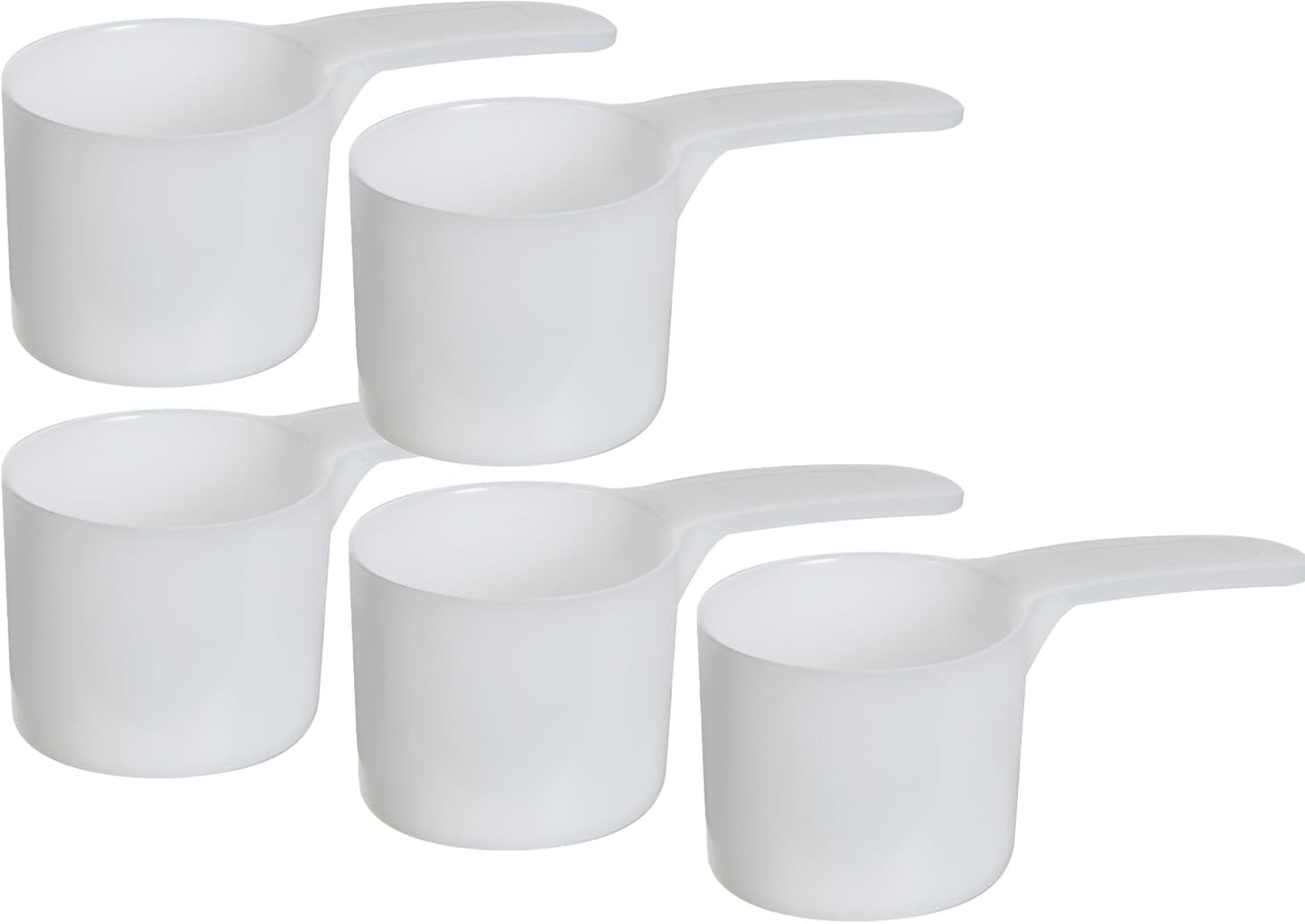 70 mL Plastic Measuring Packaging Scoop (=70 cc/ = 4.73 Tablespoon/ = 2.37 fl oz/ = 0.3 Cup), Meidum Handle - to Measure and Dispense Spices, Granules, Powders, for Seeds Packing (5)