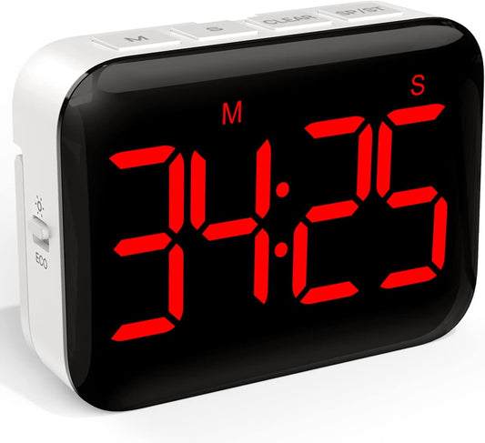 VOCOO Magnetic Kitchen Timer for Cooking with Count Up Countdown, Digital Timer Battery Powered with Large Display, 2 Brightness and Volume Levels for Classroom, Teacher, Kids (Red)