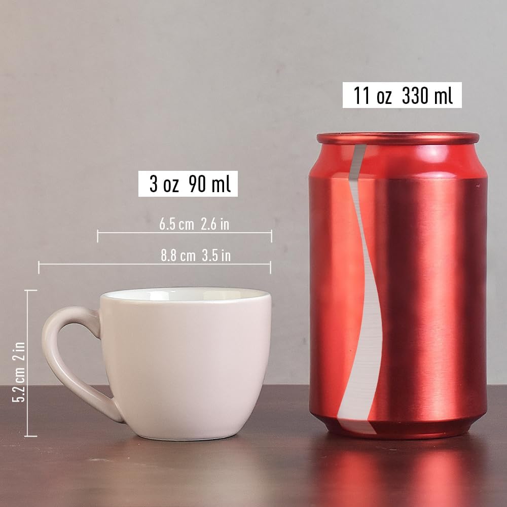 homEdge Mini Procelain Espresso Cup, 3 Ounces / 90 ml Tiny Coffee Mugs Demitasse for Espresso, Tea- White