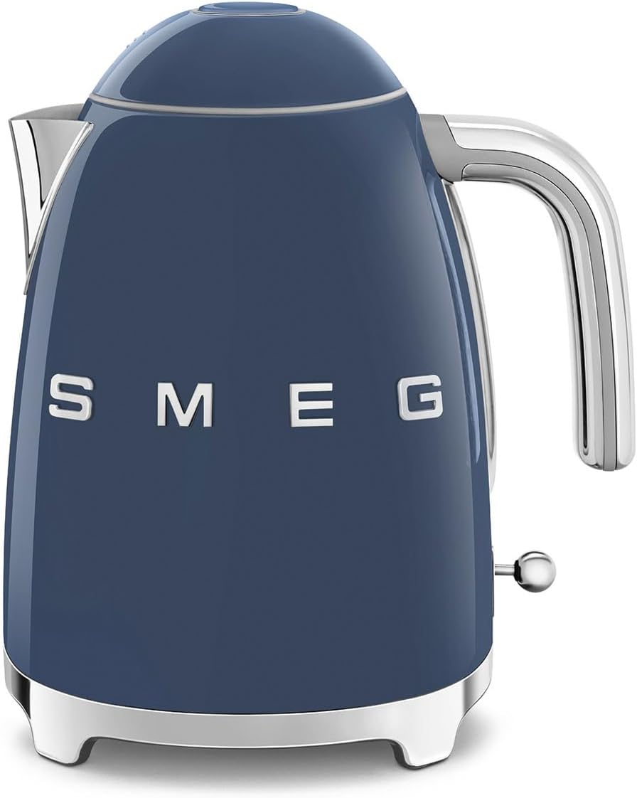 SMEG 50's Retro Style Electric Water Kettle with Automatic Shutoff, Removable Base, and Water Indicator, KLF03NBUS, Navy Blue
