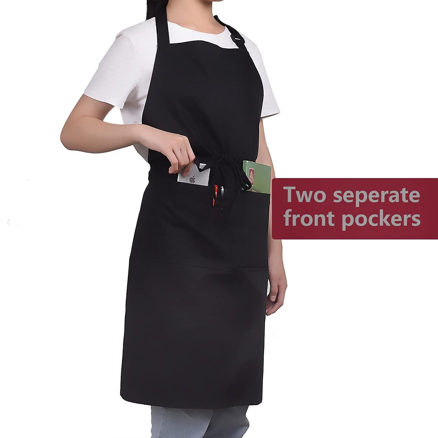 Cotton Blend Waterproof Apron With 2 Pockets for Women Men - Cooking Kitchen Chef Arpon BBQ Work Painting - (1 Pack)