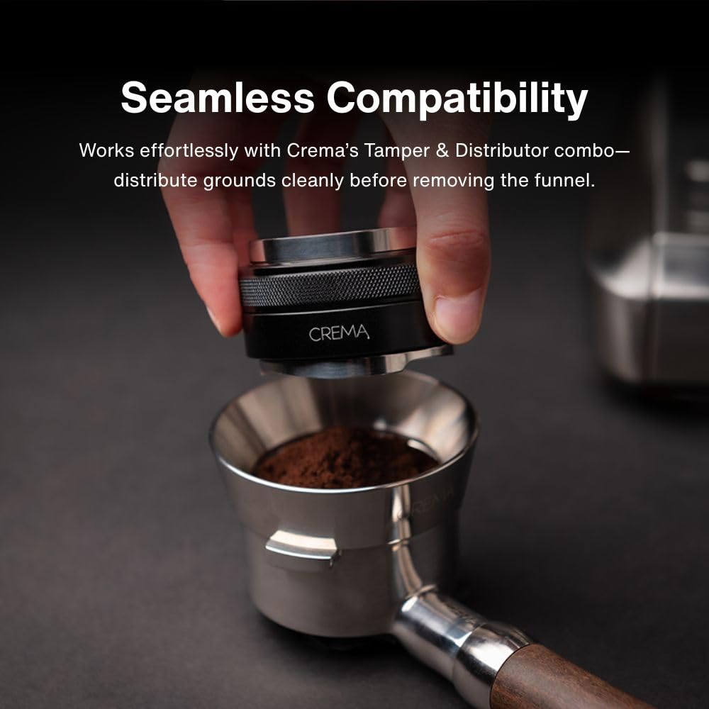 Crema Coffee Products 54mm Dosing Funnel|Compatible with 54mm Breville Portafilter,DualBoiler and OracleEspressoMachines|PreventsSpillage&Waste|DurableStainlessSteel|EasyFit for Clean,ConsistentDosing