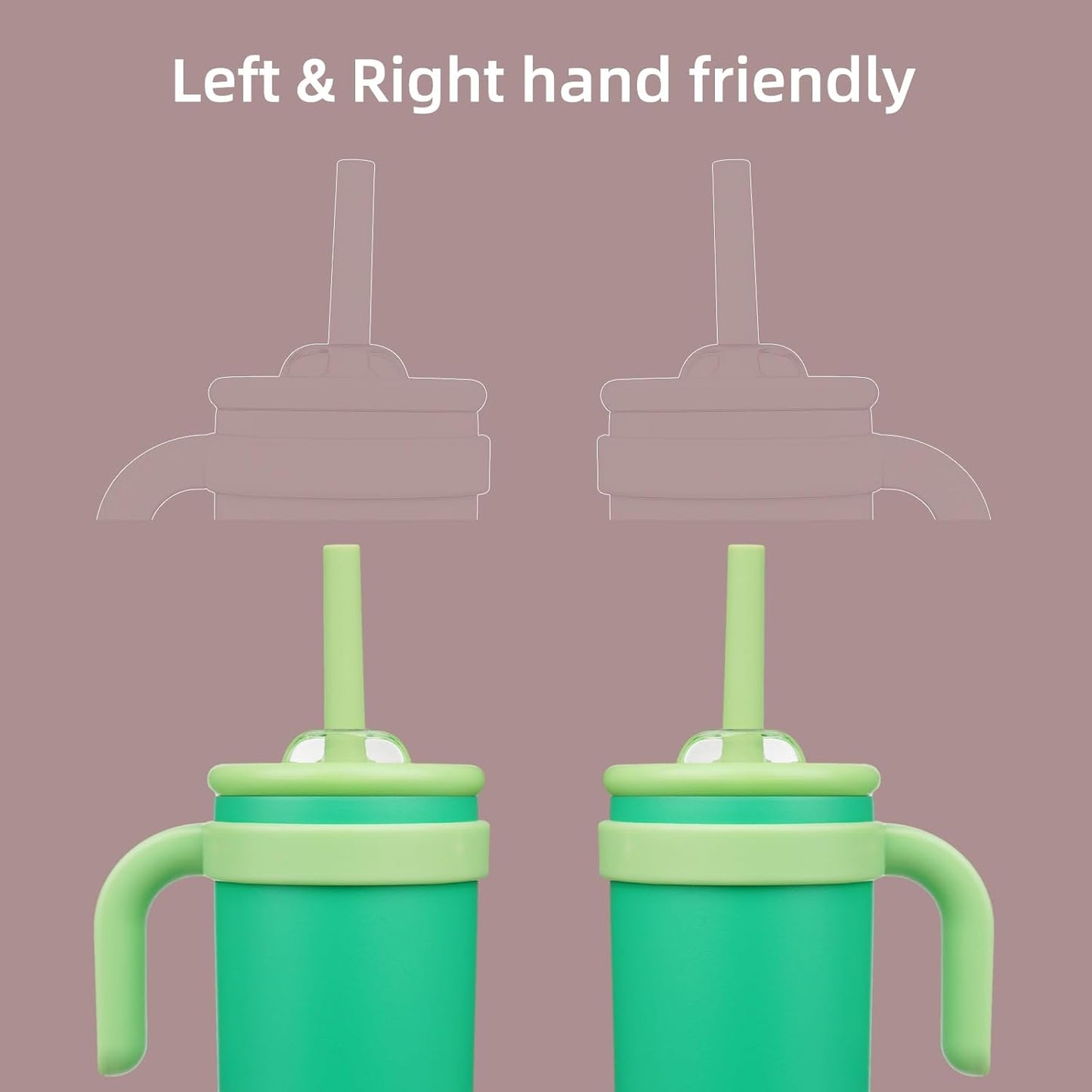 18 oz Tumbler with Side Handle, Insulated Water Bottle with Straw and 2 in 1 Lid, Stainless Steel Cup Travel Coffee Mug for Sports Office Gym,Olive Green