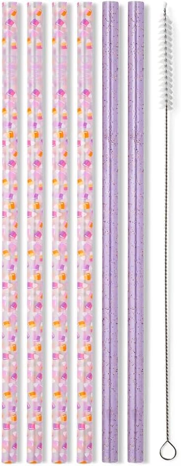 Swig Life Reusable Straws Candy Corn Tall Straw Set & Cleaning Brush, Each Straw is 10.25 inch Long (Fits Swig Life 20oz, 22oz, and 32oz Tumblers)