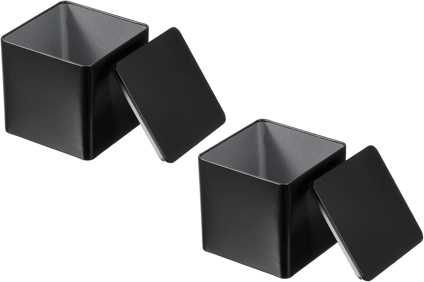 PATIKIL Metal Tea and Tin Set 3.35"x3.35"x3.35", 2 Pcs Airtight Storage Square Container with Lid for Loose Tea Coffee Candy Treats Gifts Spice DIY, Black