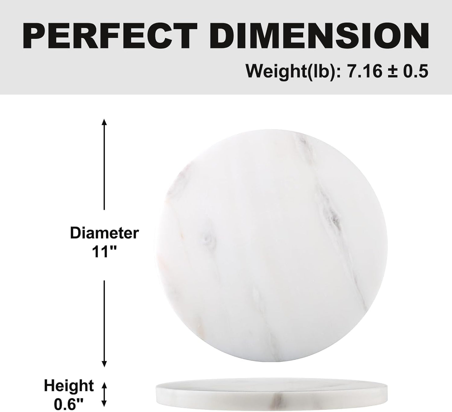 Koville African Natural Marble Cutting Board for Kitchen, 11inch Round Hand Crafted Marble Slab for Cheese, Charcuterie, Pastry Board - Wedding Gift, House Warming Gift(Namib Fantasy)