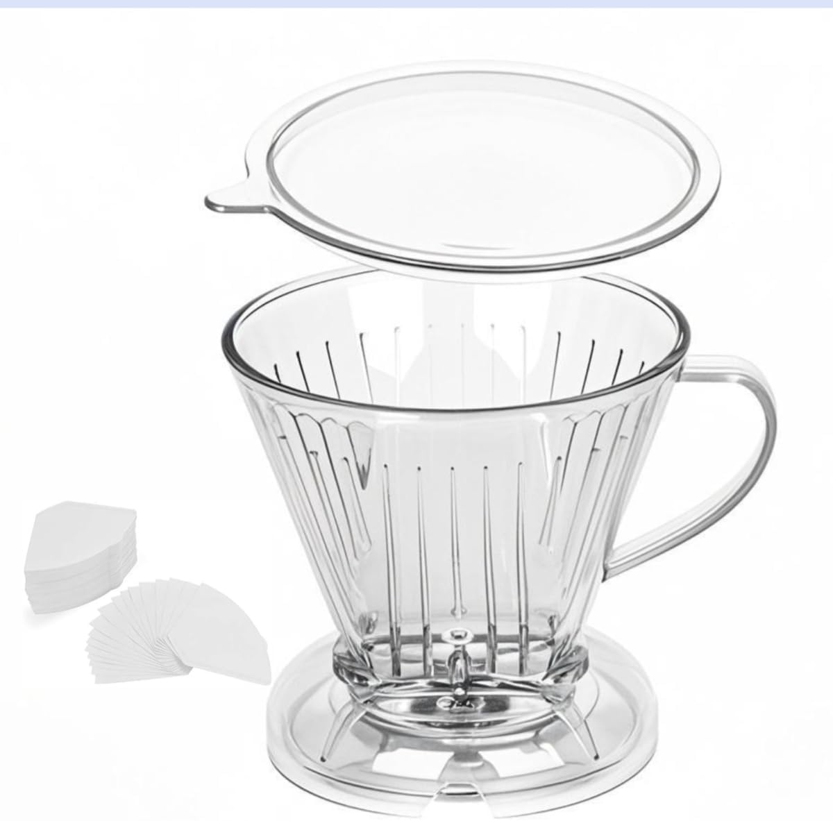 Coffee Dripper with Coffee Filters Drip Coffee Maker Pour Over 100 coffee Filters Large 18 oz BPA Free