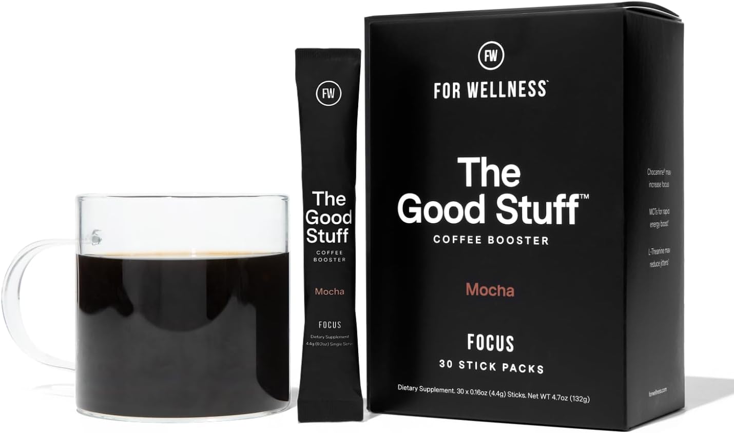 For Wellness The Good Stuff Focus – Mocha Coffee Booster | Nootropic Collagen Creamer with MCTs for Focus, Energy & Wellness | Non-Dairy, Keto-Friendly, 30 Servings