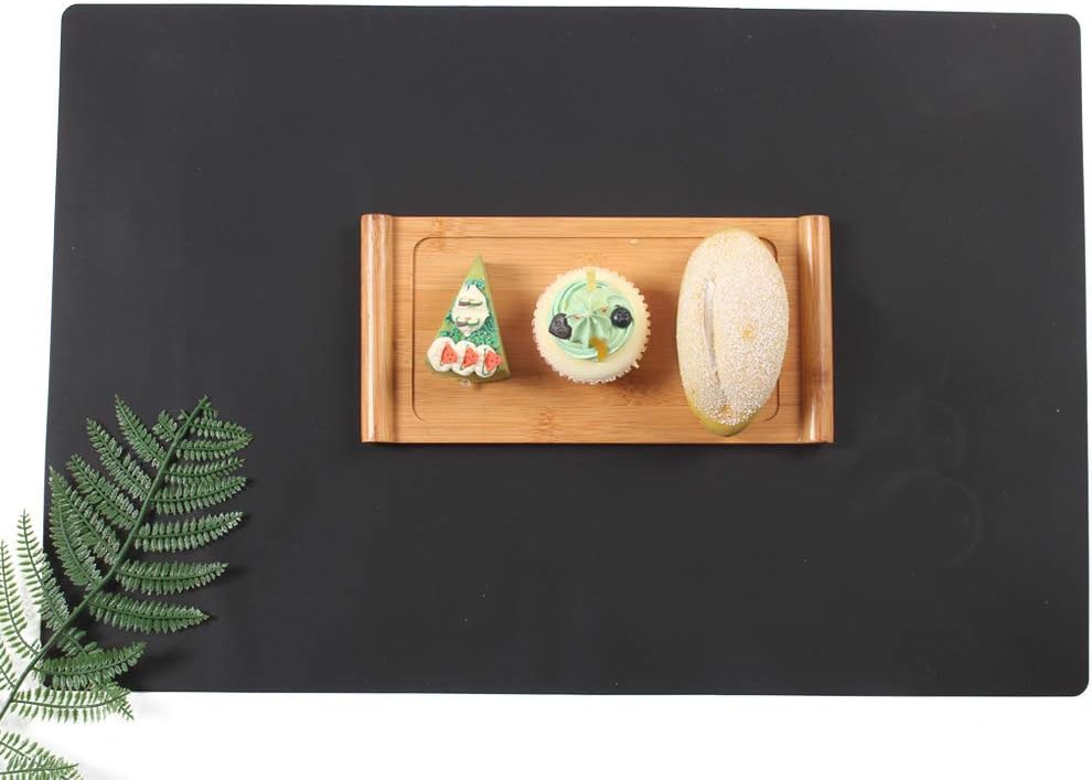 Extra Large Mulitpurpose Silicone Placemat,Countertop Protector, Kitchen Counter Mat, Table Mat, Heat Resistant, Washable, Non Slip (39.4 x 23.6 inch, Black-1pcs)