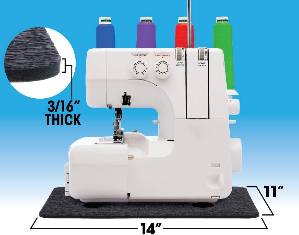 Cottage Mills Stay-in-Place Machine Mats - 2 Piece Set - 11" x 14" & 15" x 18" - Sewing Machine and Serger Mats - Calms Vibration and Dampens Noise. Made in USA.