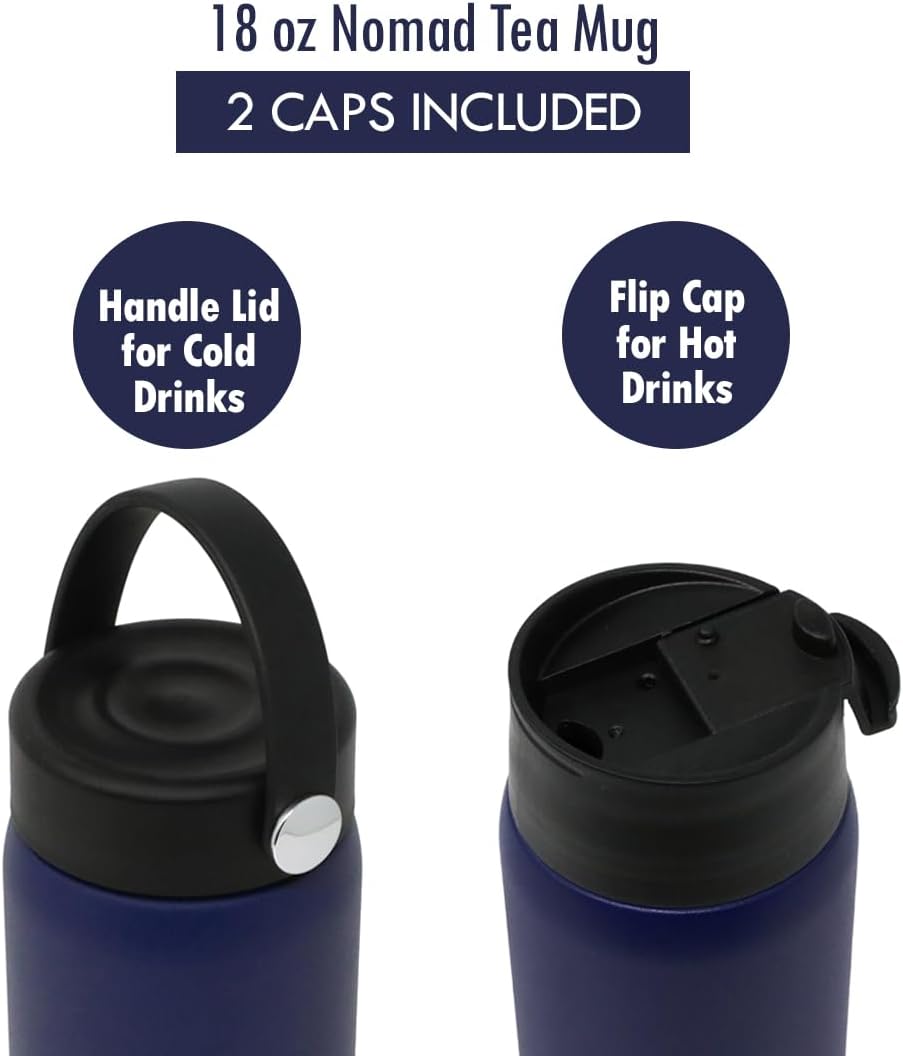 MIRA 18 oz Tea Infuser Thermos - Stainless Steel Travel Bottle with Removable Strainer for Loose Leaf Tea - Insulated Hot & Cold Brew Steeper - Marine