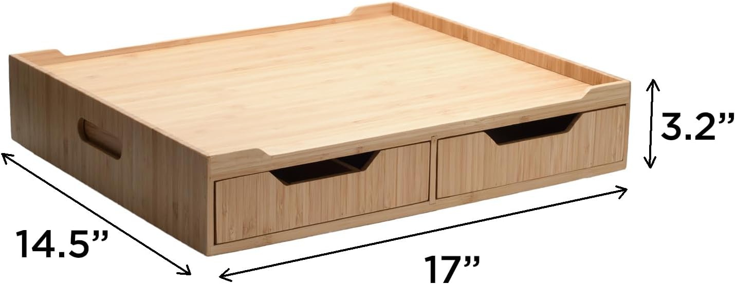 Mobilevision Bamboo Drawer & Large Sliding Tray for K-Cup & Espresso Pod Storage Organize Coffee Maker & countertop appliances for Kitchen & Office Break Rooms