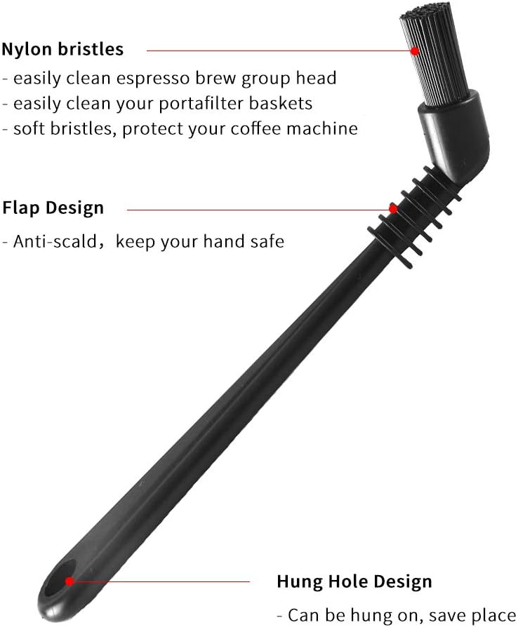Espresso Machine Cleaning Brush Set - CAFEMASY 5 Pieces Coffee Cleaning Brush Natural Bristles Wooden Brush for Coffee Grinder and Nylon Brush for Espresso Machine Cleaning