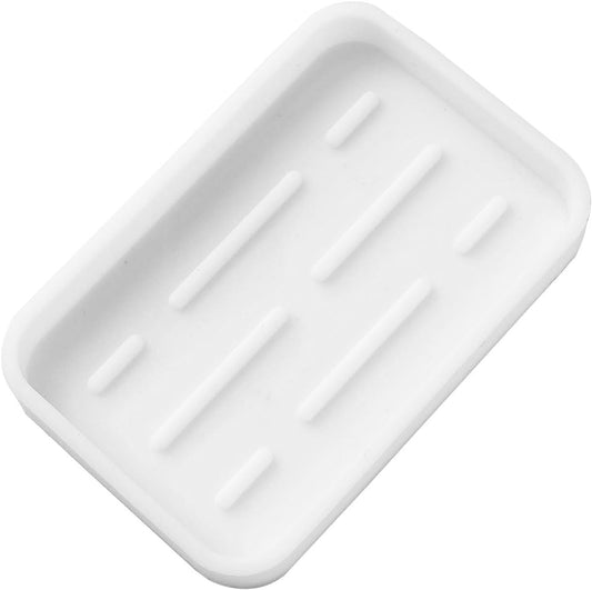 Silicone Kitchen Sink Organizer Tray for Multiple Usage,Easy Clean Sponges Holder for Kitchen Bathroom Counter or Sink,Dish Soap Dispenser,Scrubber,Bottle,Cup White 4.9”x 3.2”