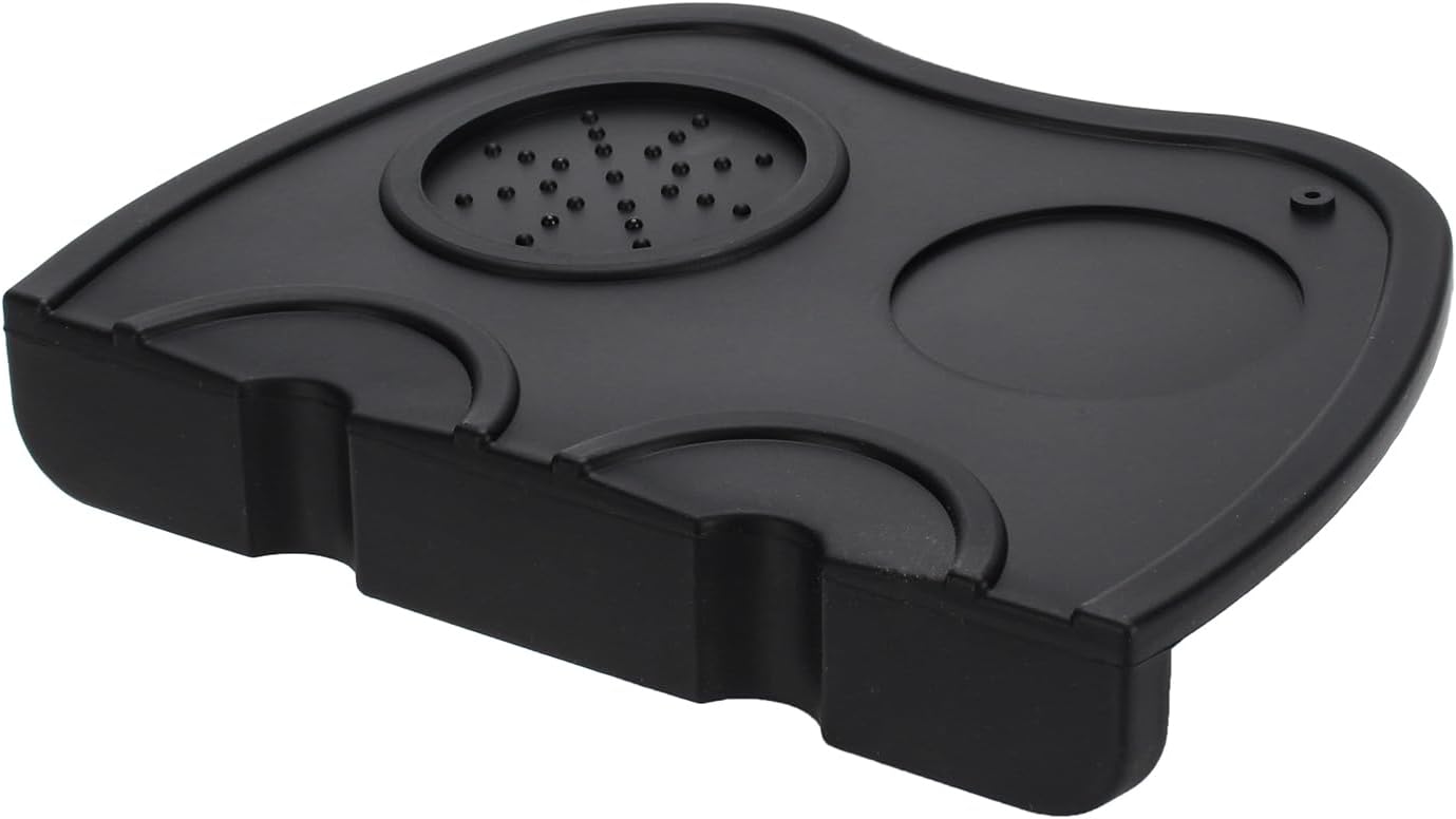 Espresso Tamping Mat, Silicone Coffee Tamper Mat with Corner Edge Tamp Support Station for Countertop, Barista Tools, Espresso Accessories, Large, Black