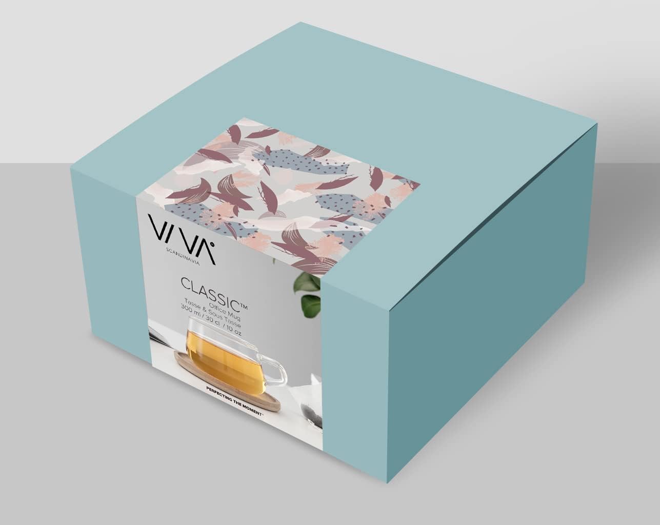 VIVA Classic Glass Coffee Mug or Tea Cup and Saucer Made of Bamboo Wood - 9 oz / 250ml - Perfect for Cappuccinos, Macchiatos, and lattes