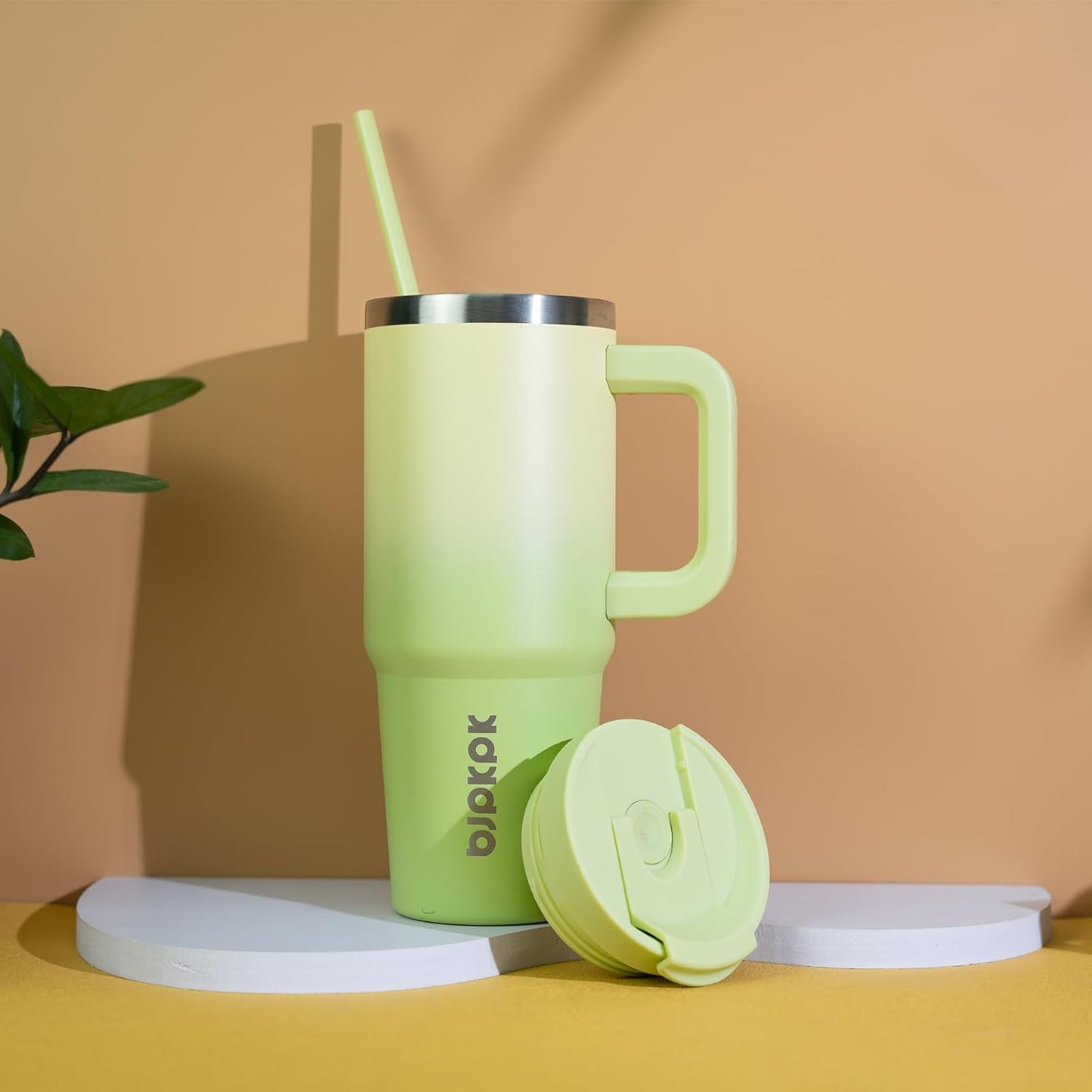 BJPKPK 40oz Stainless Steel Insulated Tumbler With Handle And Lid Straw Travel Coffee Mug Thermal Cup,Cherry Blossom