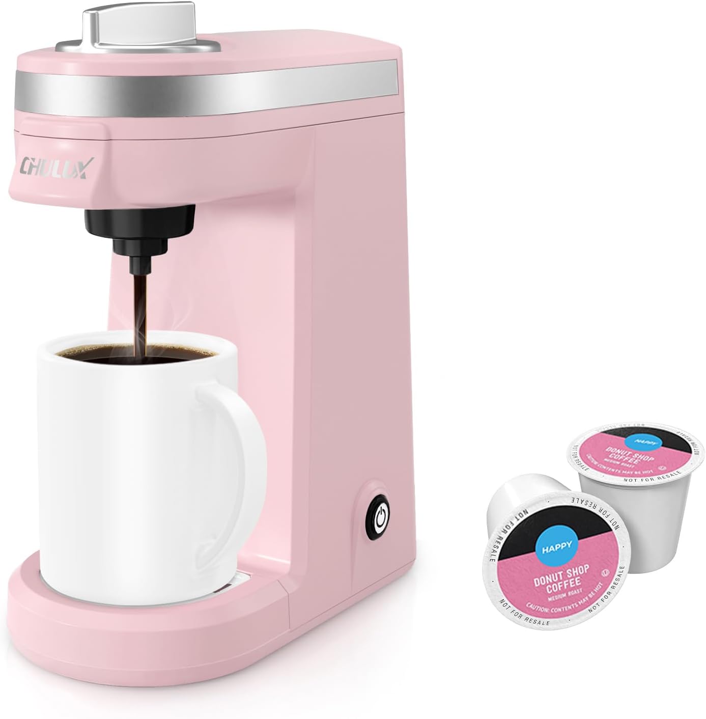 CHULUX Mini Coffee Maker for K Capsule, Single Serve Coffee Maker for One Cup Americano, Lightweight Pod Coffee Machine, Dusty Rose