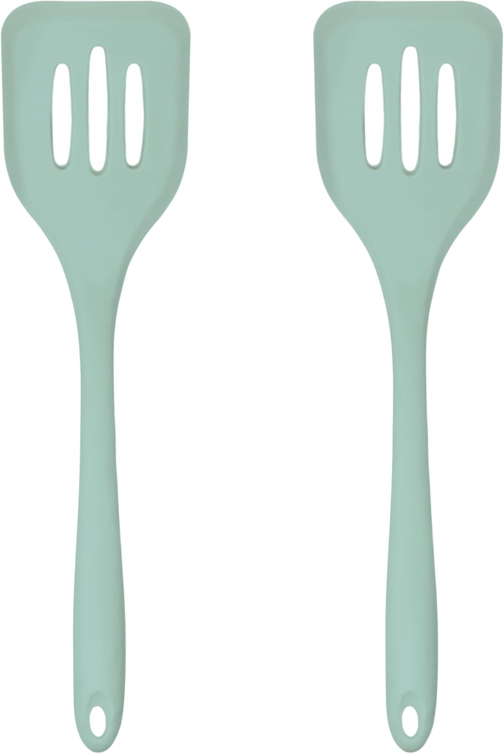 Silicone Slotted Turner Set – 2-Piece Set of Turner Spatulas for Eggs and Pancakes – Kitchen Tools & Accessories with Comfortable Handles, Heat-Resistant Utensils for Cooking and Baking – Pastel Green