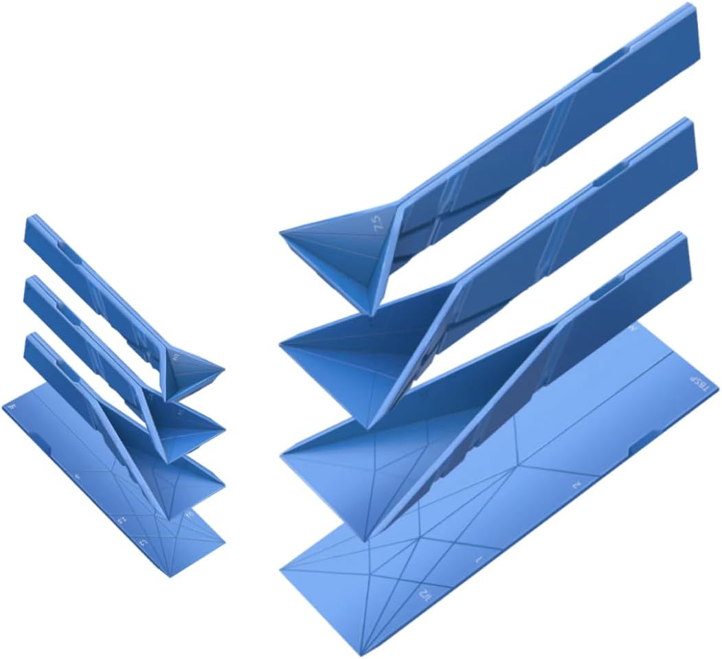 POLYGONS FLAT 3-IN-1 FOLDING MEASURING SPOONS | 2 Spoons with 6 Different Sizes (Blue)