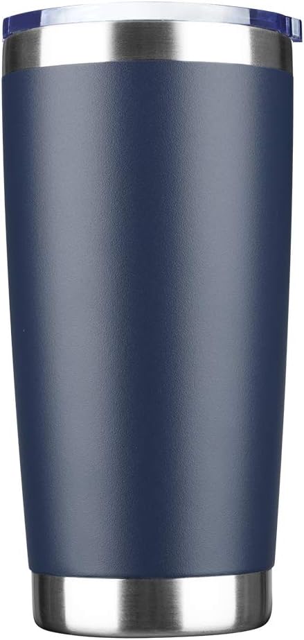 20oz Tumbler Bulk Stainless Steel Vacuum Insulated Tumblers with Lid Double Wall Travel Mug, Durable Powder Coated Coffee Cup, Suitable for Ice Drinks and Hot Beverage (Navy 1pack)