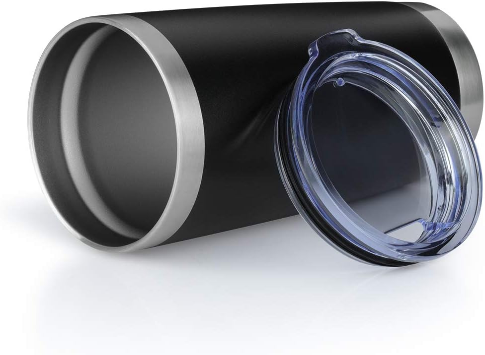 20oz Tumbler Bulk Stainless Steel Vacuum Insulated Tumblers with Lid Double Wall Travel Mug, Durable Powder Coated Coffee Cup, Suitable for Ice Drinks and Hot Beverage (Black 12pack)