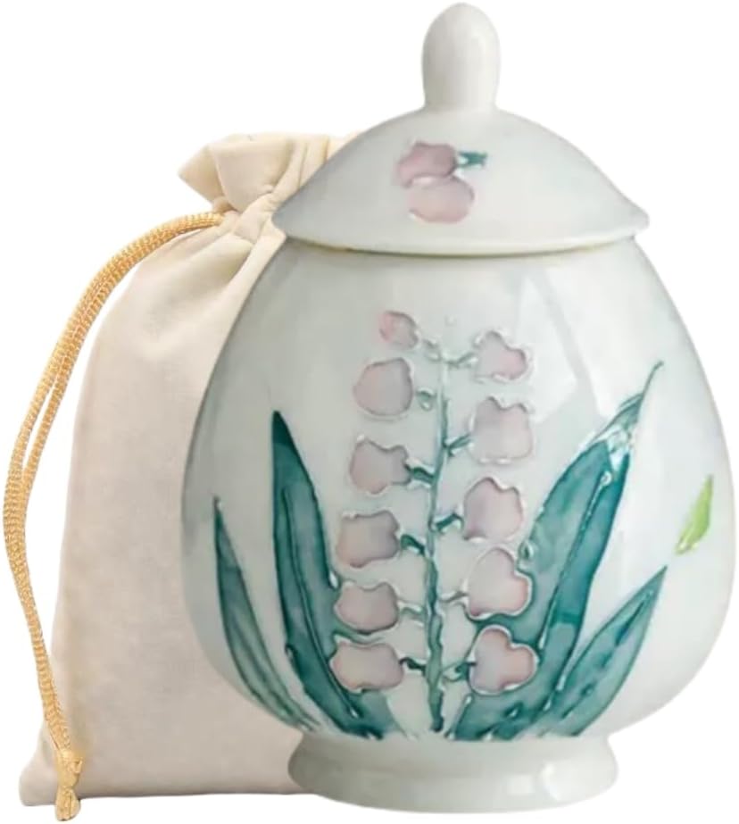 flowers Small Ginger Jar - 4 inches white decorative Ceramic Ginger jars with Lid， chinoiserie gift small jars for Home decor/jewelry/Tea/coffee beans/Storage