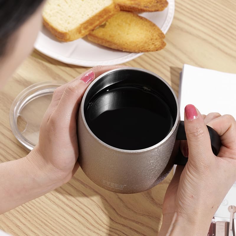 TYESO Office Coffee Mug,Vacuum Insulated Mug Double Wall Stainless Steel Cup (Rose Gold, 12 oz)