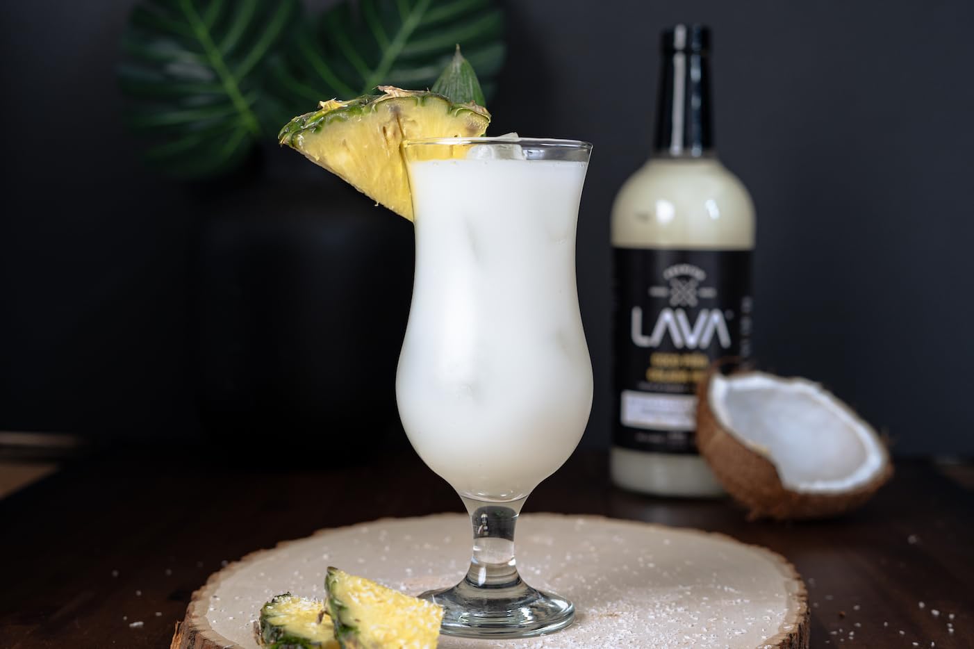 LAVA Premium Coco Pina Colada Made with Cream of Coconut and Real Pineapple, No Artificial Sweeteners or Flavors, 1-Liter (33.8oz) Glass Bottle.