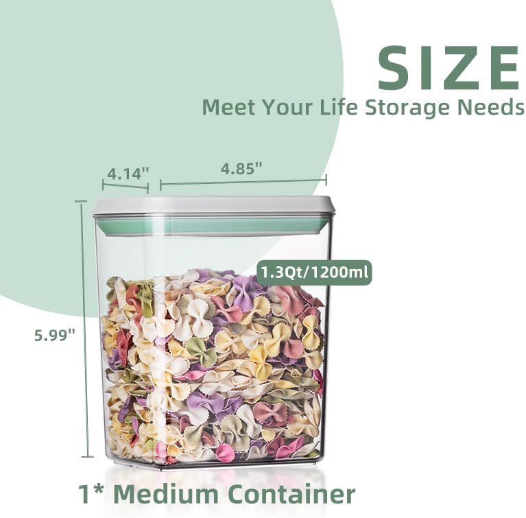Ankou Pop Airtight Food Storage Containers with Lids- 3 Pcs Stackable One Button Opening Food Containers, Kitchen Pantry Storage Containers for Snacks Candy Salt Herbs Spices BPA-Free (1.2 QT * 3)