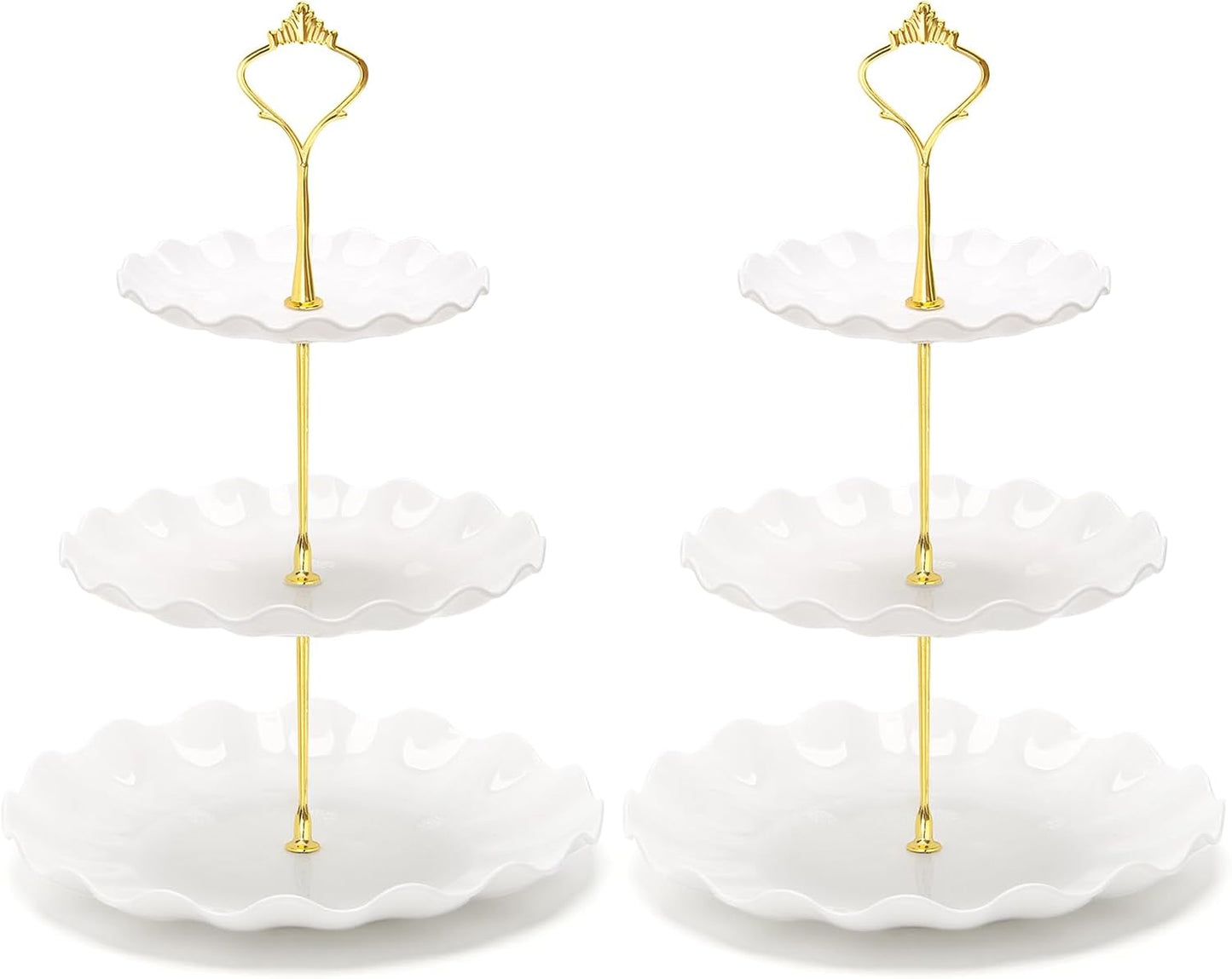 Coitak Plastic Cupcake Stands, 3 Tier Cupcake Stand, Dessert Tower Tray for Tea Party, Baby Shower and Wedding (2 Pack)