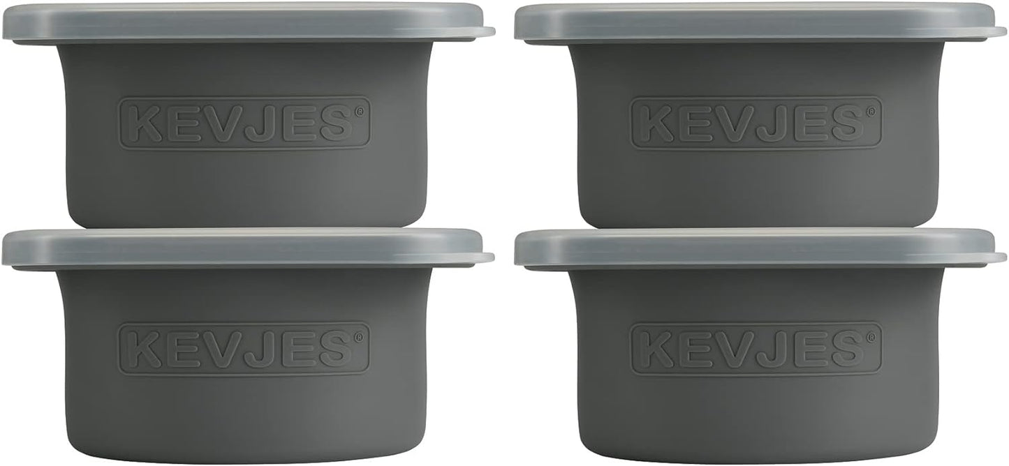 Stackable Silicone Artisan Pizza Dough Proofing Proving Boxes with Air-tight Lids-4pack-500ml Volume for 250g Dough Ball (Space Grey)