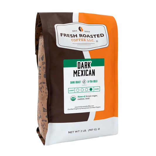 Fresh Roasted Coffee, Organic Dark Mexican | Mold & Myco 3rd Party Tested, USDA Organic, Kosher | Dark Roast 2 lb (32 oz) Ground