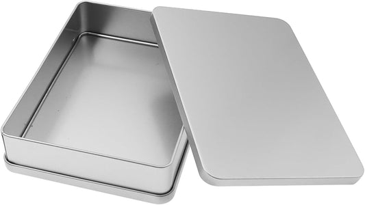 Metal Empty Boxes, Tin Boxes with Lid,Small Silver Tin Boxes,Stackable Organizer Containers,4PCS Storage Tin for Home Outdoor Active Storage Containers