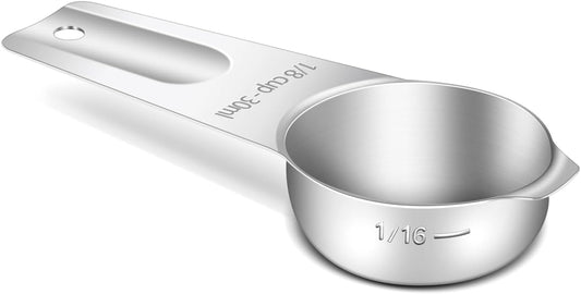 1PCS 1/8Cup (30ml, 1oz) Single Measuring Cup, Stainless Steel Measure Scoop, Metric and US Measurement, Heavy Duty, Dishwasher Safe