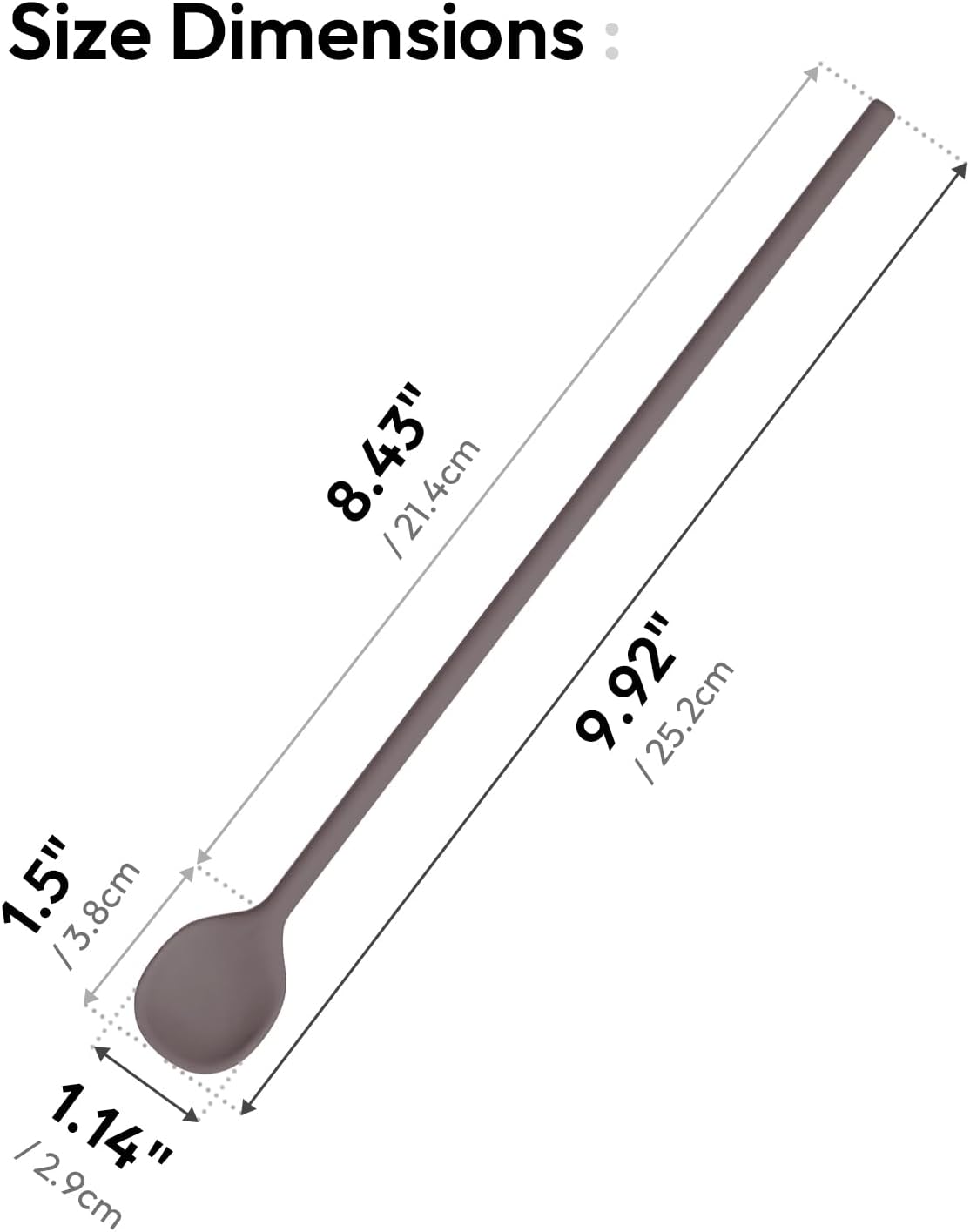 carrotez 9.9" Silicone coffee stirrer, Long Reusable Coffee Spoon for Iced Tea, Multipurpose Beverage Stirring Spoon - Cocoa Brown