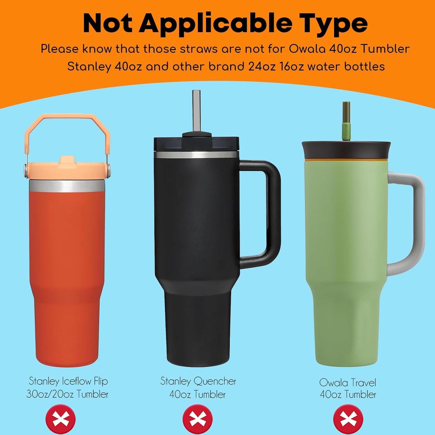 ALINK Black Replacement Straws for Stanley 30 oz Tumbler, DISHWASHER SAFE, 6 Pack Reusable Plastic Straws Compatible with 30oz Stanley Adventure Quencher Cups, Plus Brush