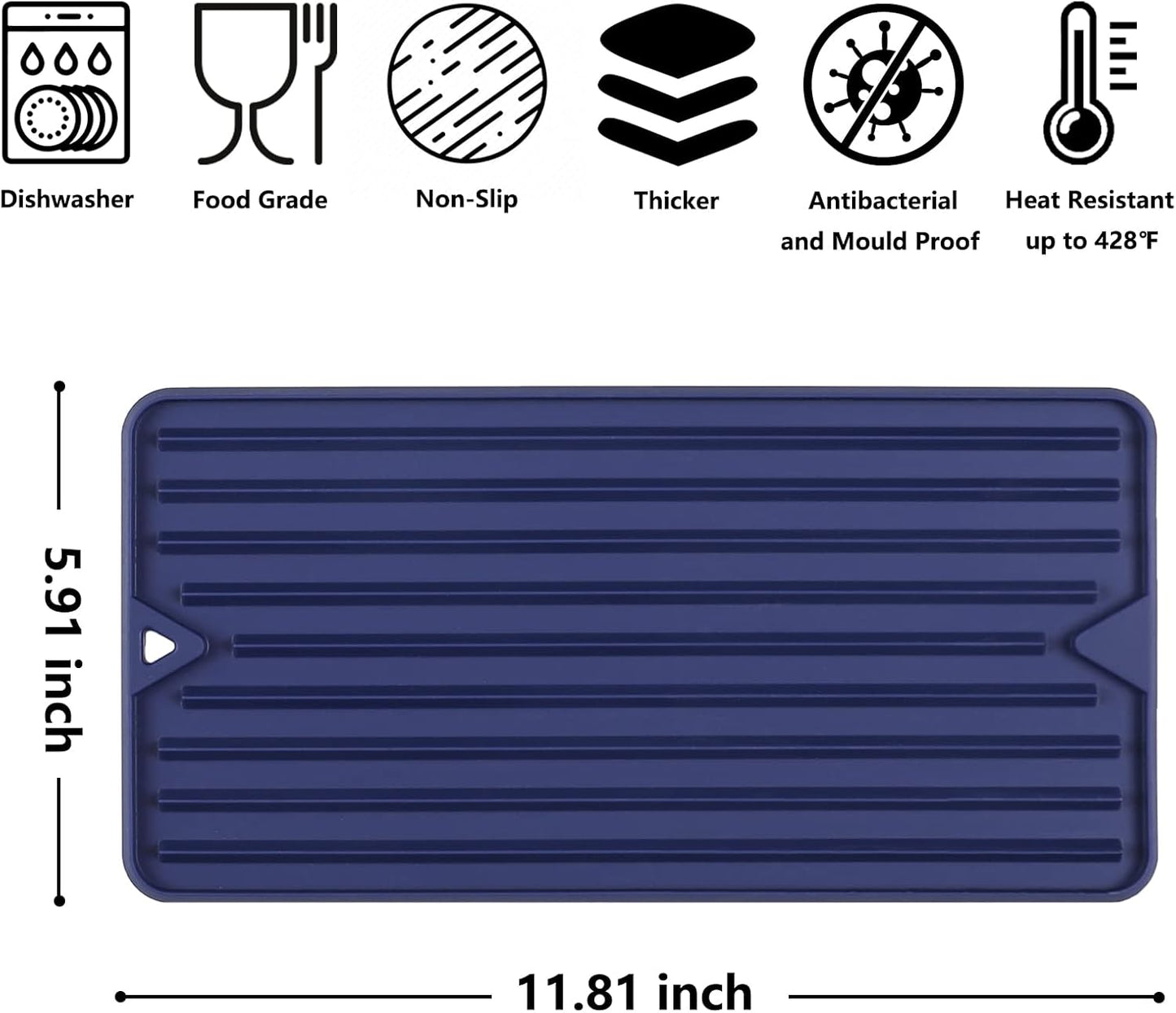 Dish Drying Mat, Mini Silicone Drying Mat for Kitchen Counter, Heat Resistant Silicone Mat for Countertop Protector, Super Thick Non-Slip Dish Drying Pad for Coffee Cup/Bottle/Glassware