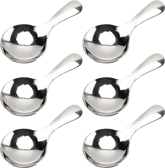 6-Piece Small Stainless Steel Spice Spoons - Canister Scoops for Condiments, Honey, Coffee, Tea, Salt, Jam, Mustard & Ice Cream