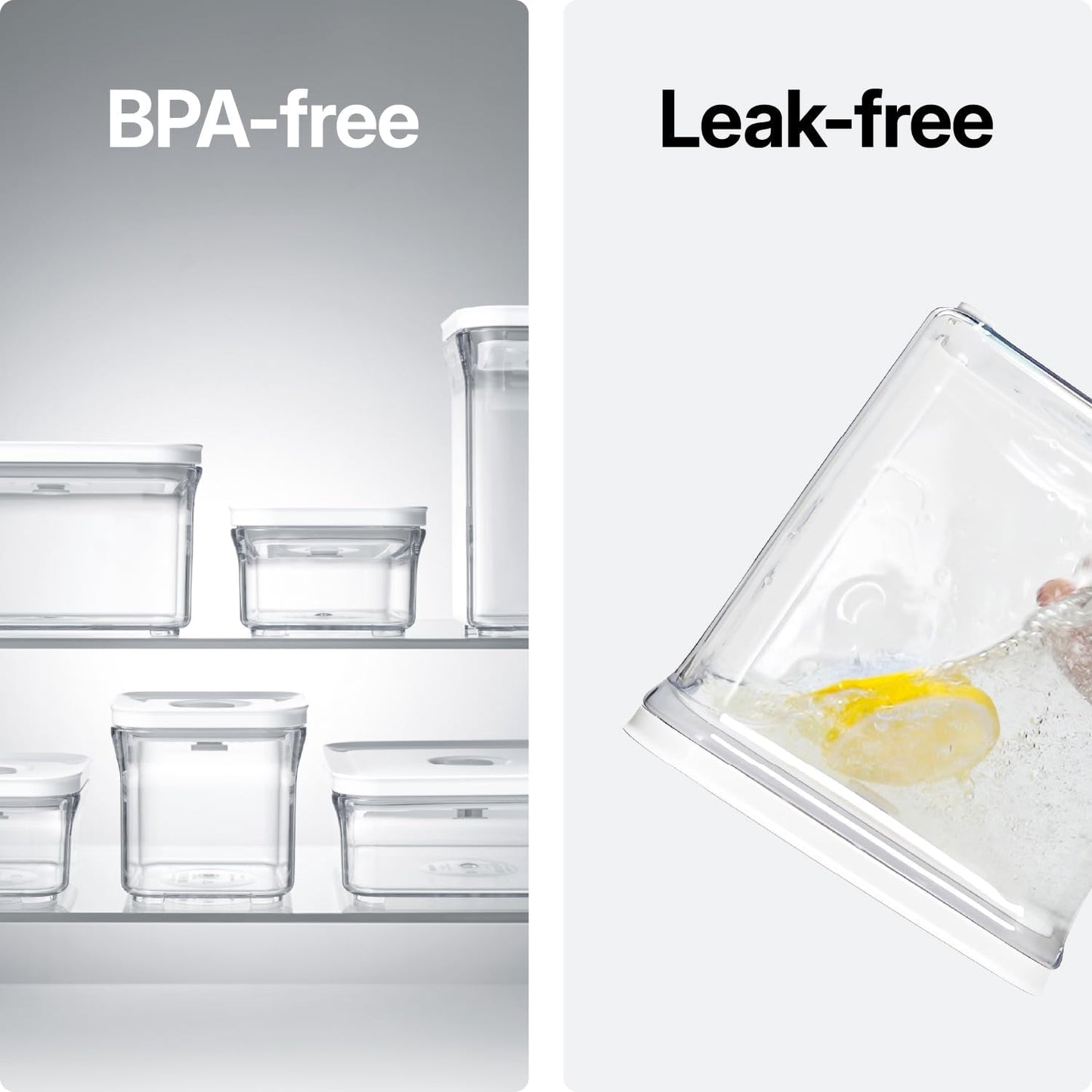 VAKUEN Premium Airtight Food Storage Containers, Mini Rectangular 2pc/set(0.53qt), Smart One-Click Seal Lid, No Hinges, 100% Leak Proof, BPA-FREE, Dishwasher, Freezer & Microwave Safe