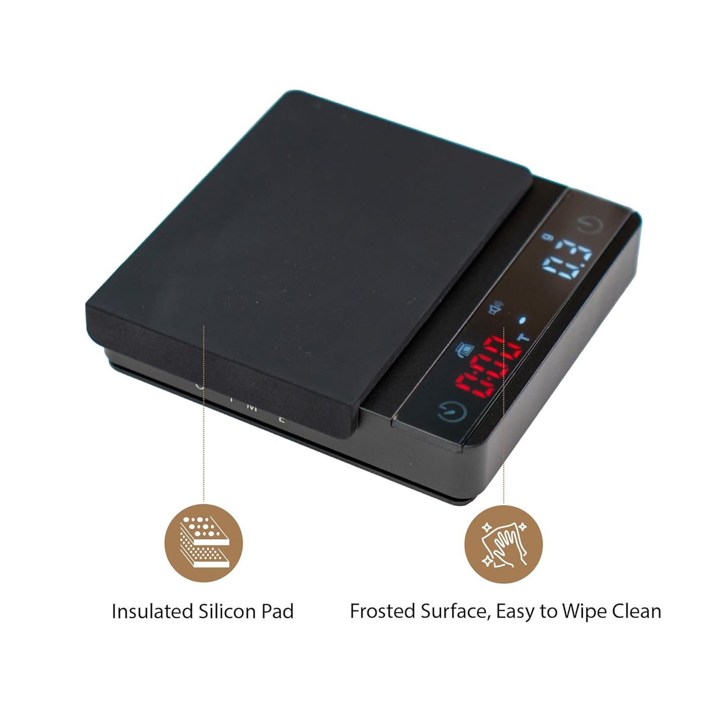 Nano Pro Coffee Scale with Timer, Espresso Scale with Auto Tare, Aluminum Body, Touch Sensor and Silicone Cover (Black)