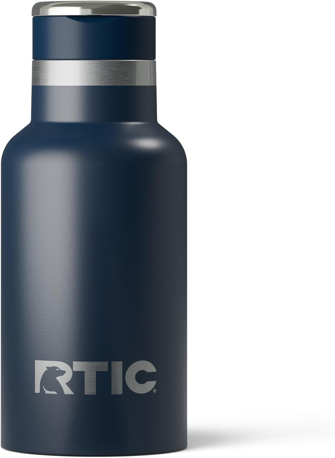 RTIC Little Journey Bottle with Straw, Insulated, Stainless Steel, Metal, Double Wall Vacuum-Insulation, Ceramic-Lined, Leak-Proof Lid, BPA-Free Water Flask for Sports, Travel, Navy