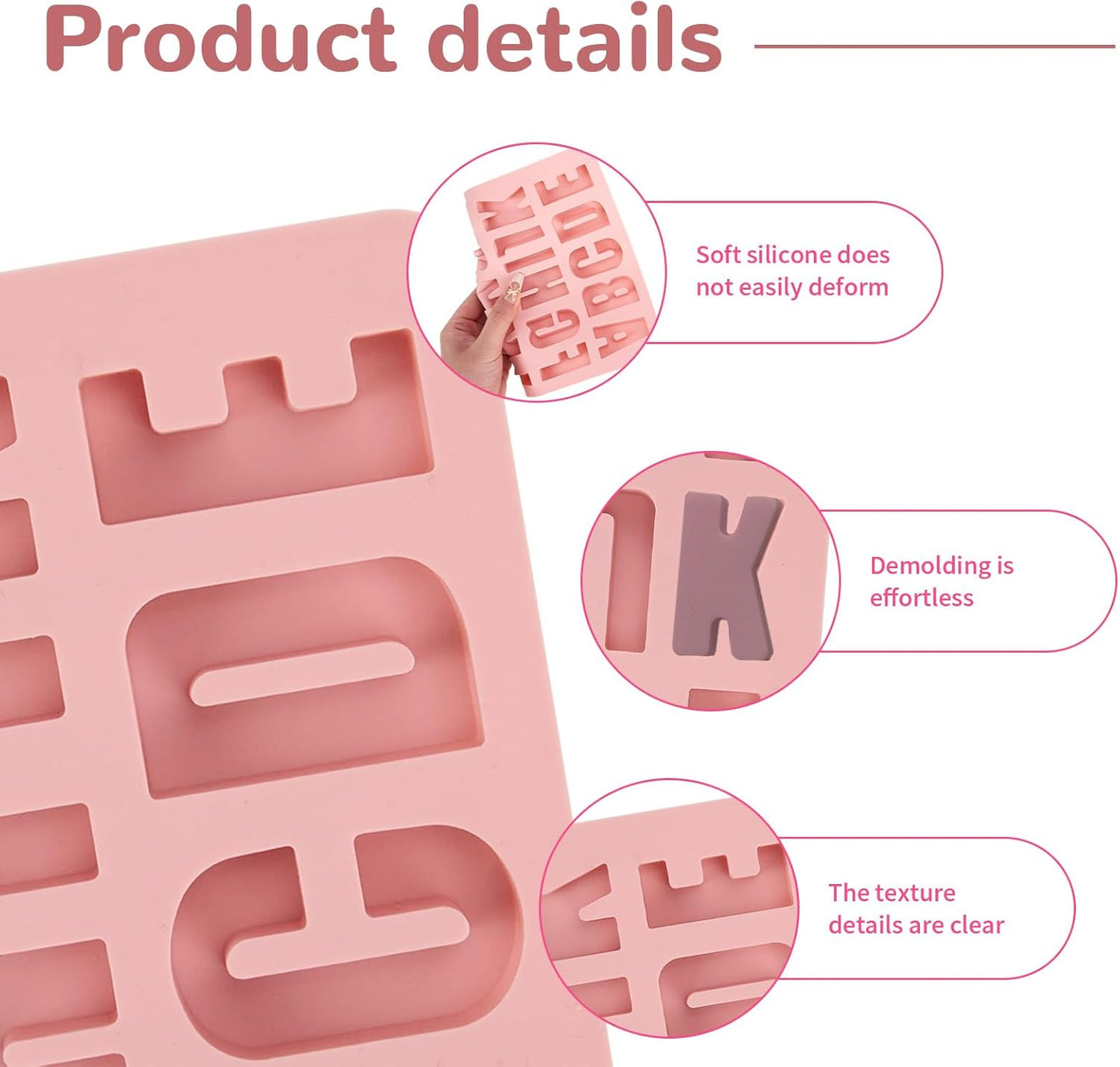 1 Pcs 26 Cavities Silicone Alphabet Chocolate Molds, Letter Molds for Chocolate, Candy, Cake, Biscuit, Large Depth, Easy Release and Clean