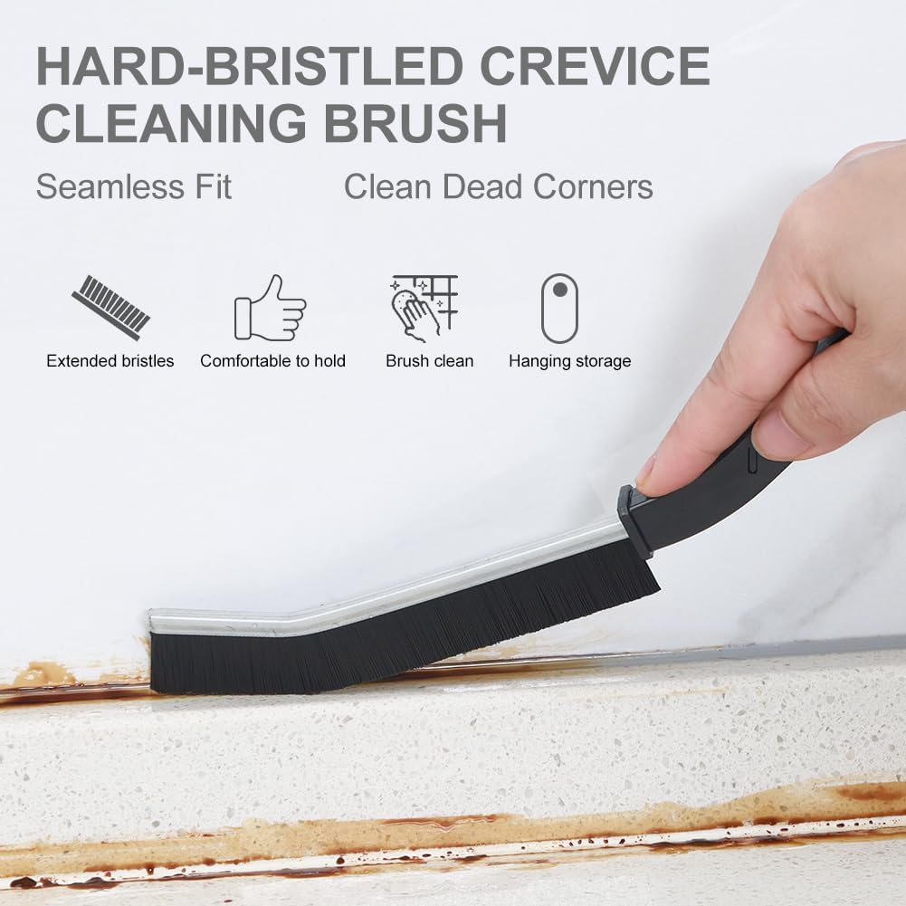 Hard Bristle Crevice Cleaning Brush, Gap Cleaning Brush, Small Cleaning Brush, Grout Brush, Kitchen Brush, Bathroom Crevice Brush for Toilet, Home, Bathtub, Sink, Household, Window - 3 Pcs