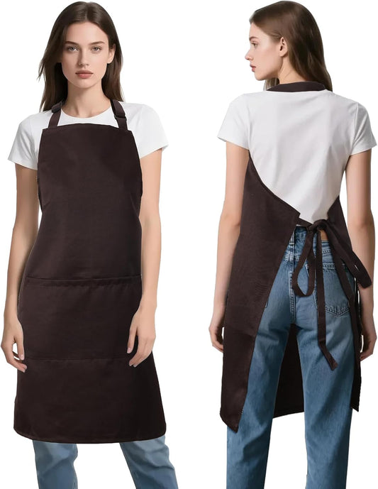Kitchen Bib Apron for Women Men with Pockets Chef Art Aprons for Cooking Painting Pottery Ceramics