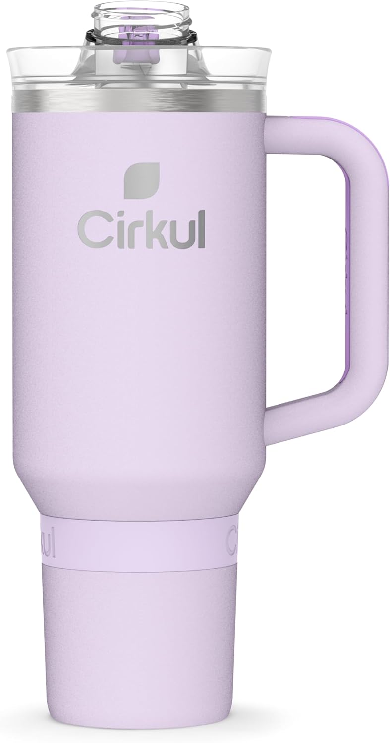 Cirkul 40oz. Lilac Stainless Steel Tumbler with Handle, All-Day StrawSip™, Double-Wall Insulated