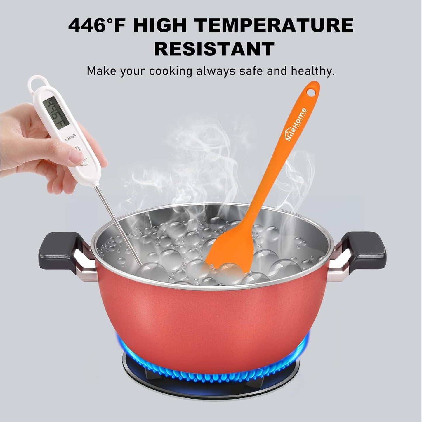 NileHome Silicone Spatula Set, 6 Pcs Food Grade Kitchen Utensils with Silicone Brush Heat Resistant Dishwasher Safe BPA-Free Rubber Spatula for Scraping, Baking, Cooking, Mixing, Multicolor